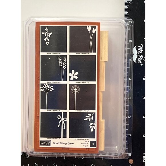 NIP 2006 STAMPIN' UP! GOOD THINGS GROW WOOD MOUNTED RUBBER STAMP SET OF 8 PLANT - Picture 1 of 1